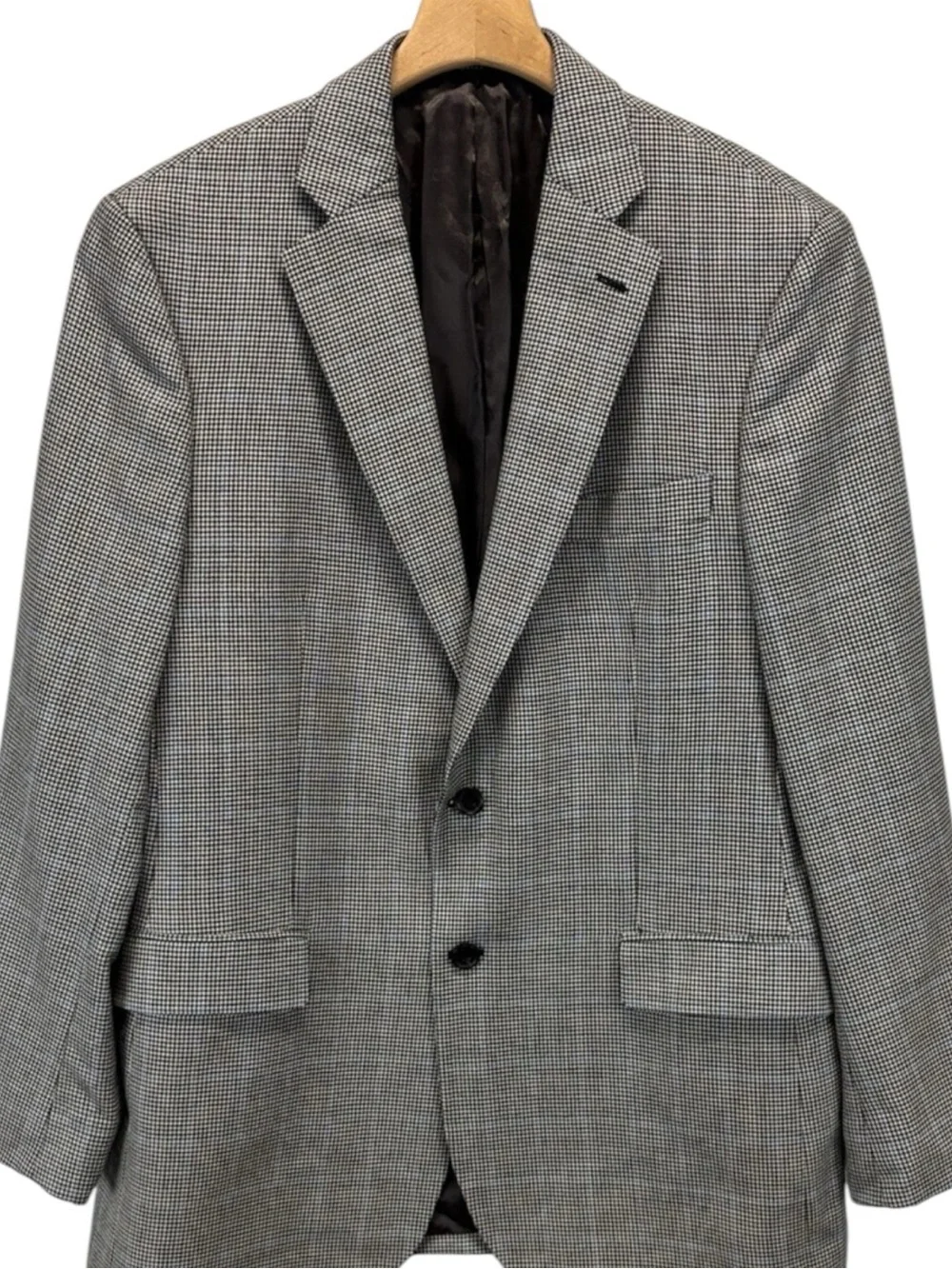 BROOKS BROTHERS 100% Worsted Wool Gray Houndstooth Two-Button Blazer 42R -- WOW!
